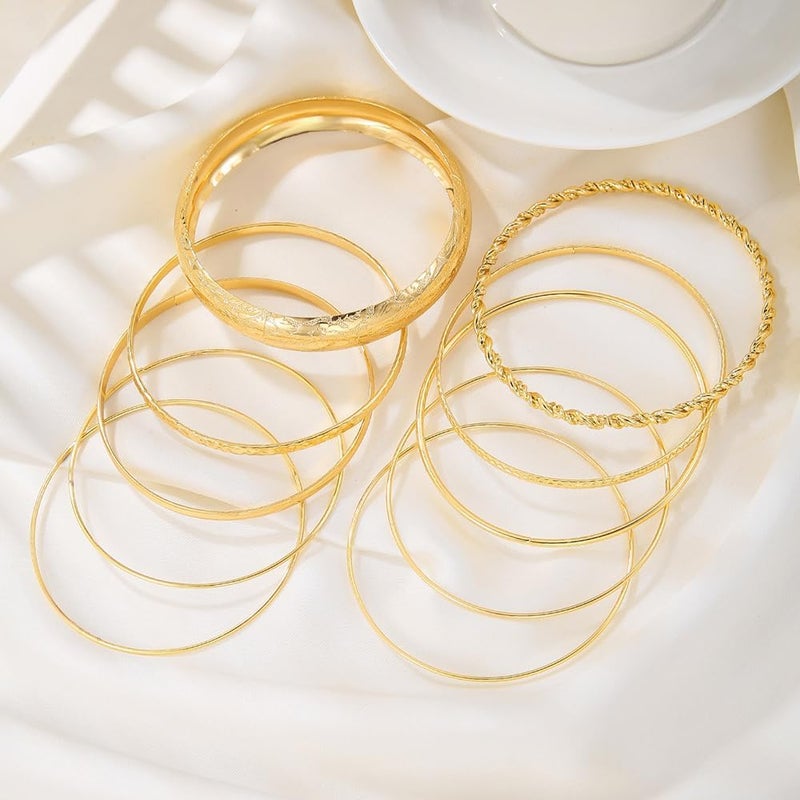 RINTOLER Store 16Pcs Gold Bangle Bracelets for Women - Multi Layer Stackable Textured Bracelets Boho Jewelrys Set. - Image 3